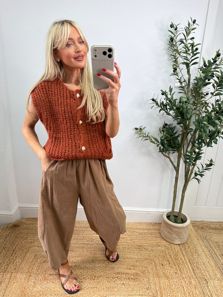 Nyla Knitted Tank Top - Rust