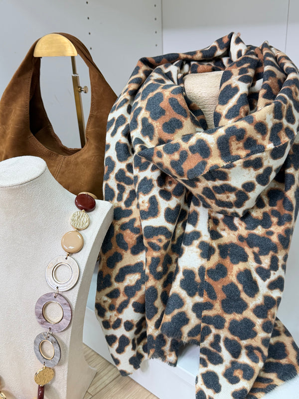 Tan Leopard Scarf