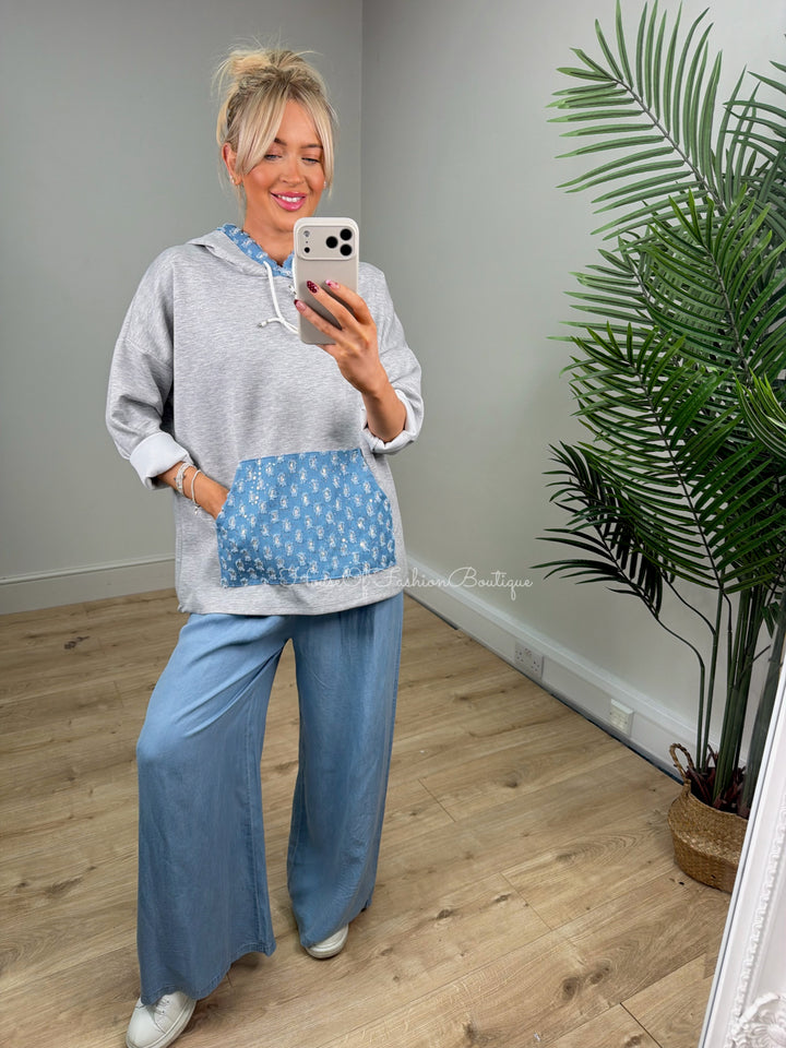 Skye Denim Hoodie - Grey