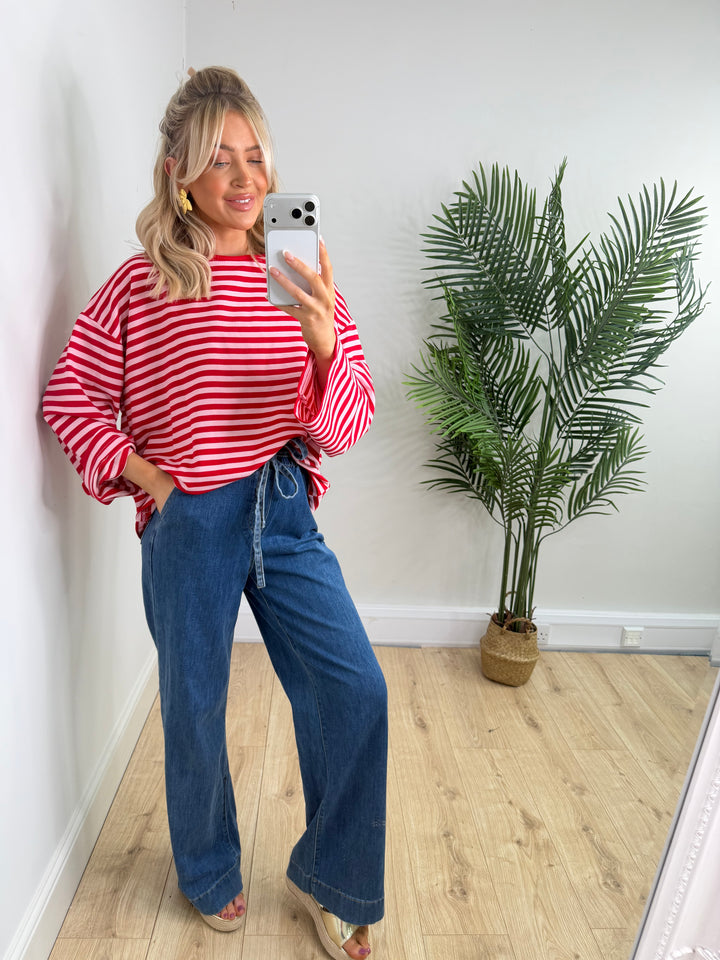 Girly Slogan Sweatshirt - Pink & Red