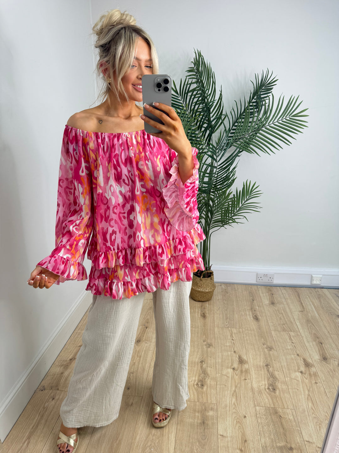 Lacey Bardot Top - Pink