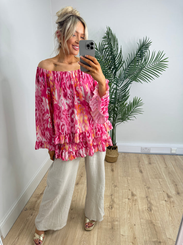 Lacey Bardot Top - Pink