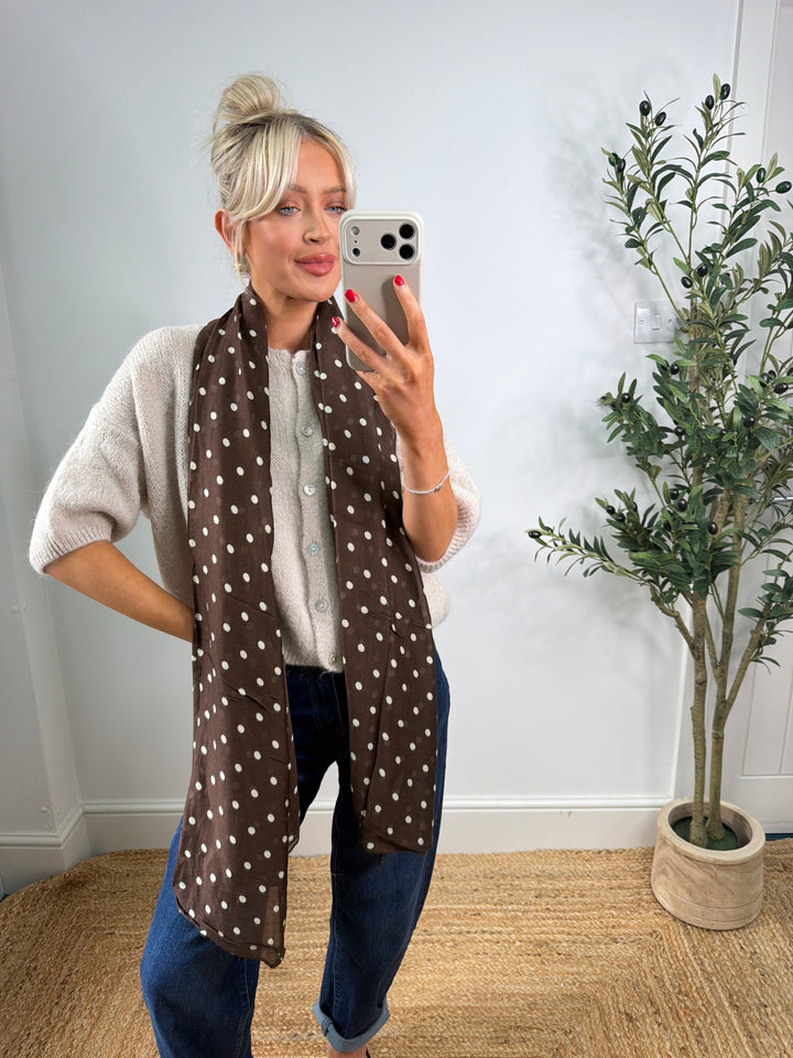Polka Dot Scarf - Chocolate