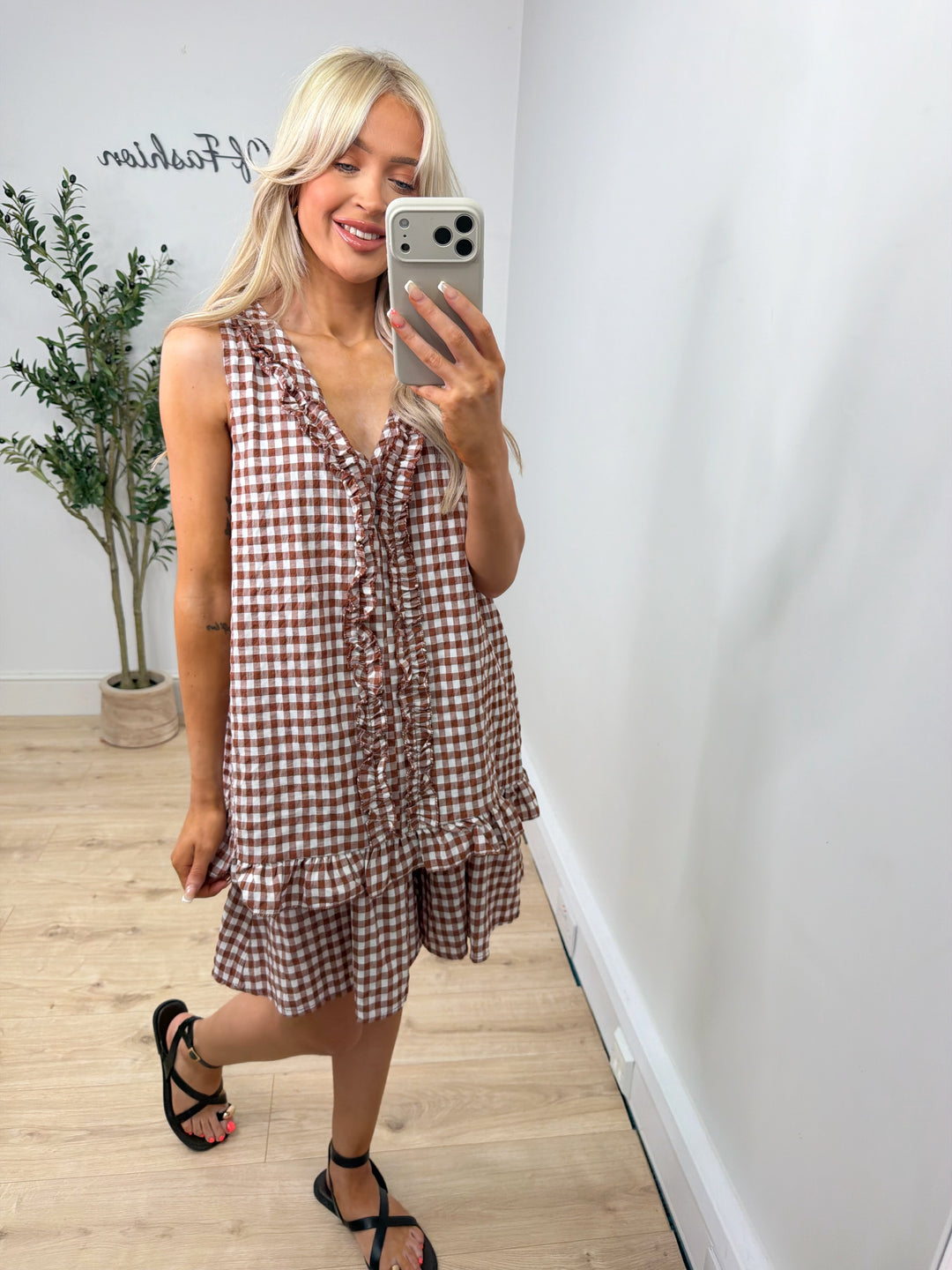 Morocco Gingham Top - Chocolate