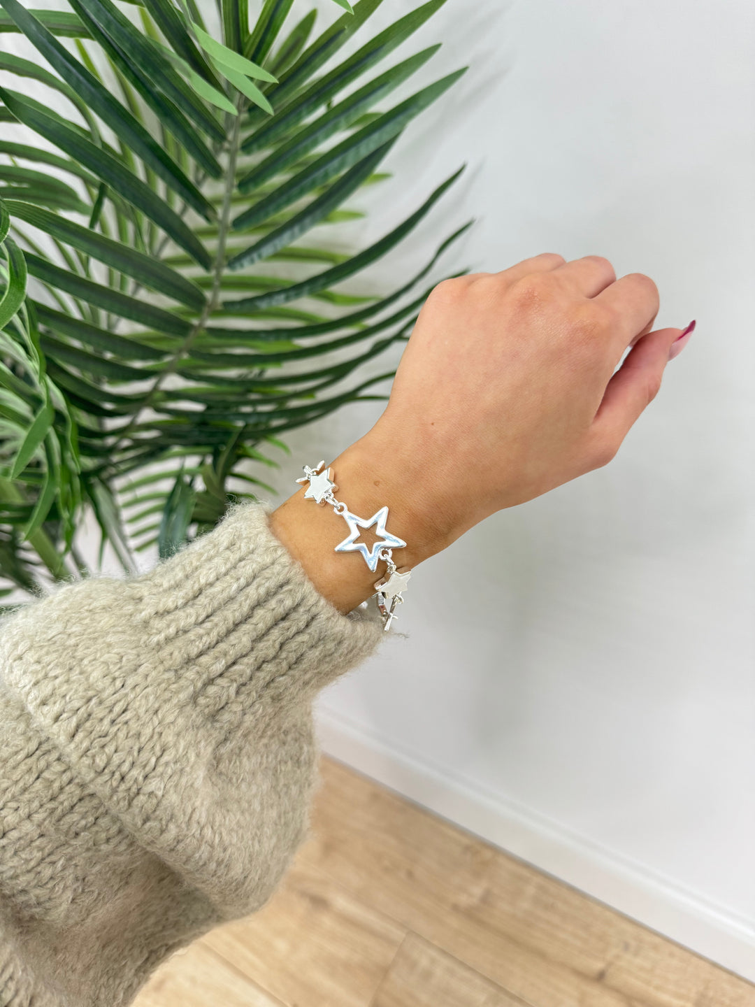 Chunky Silver Star Bracelet