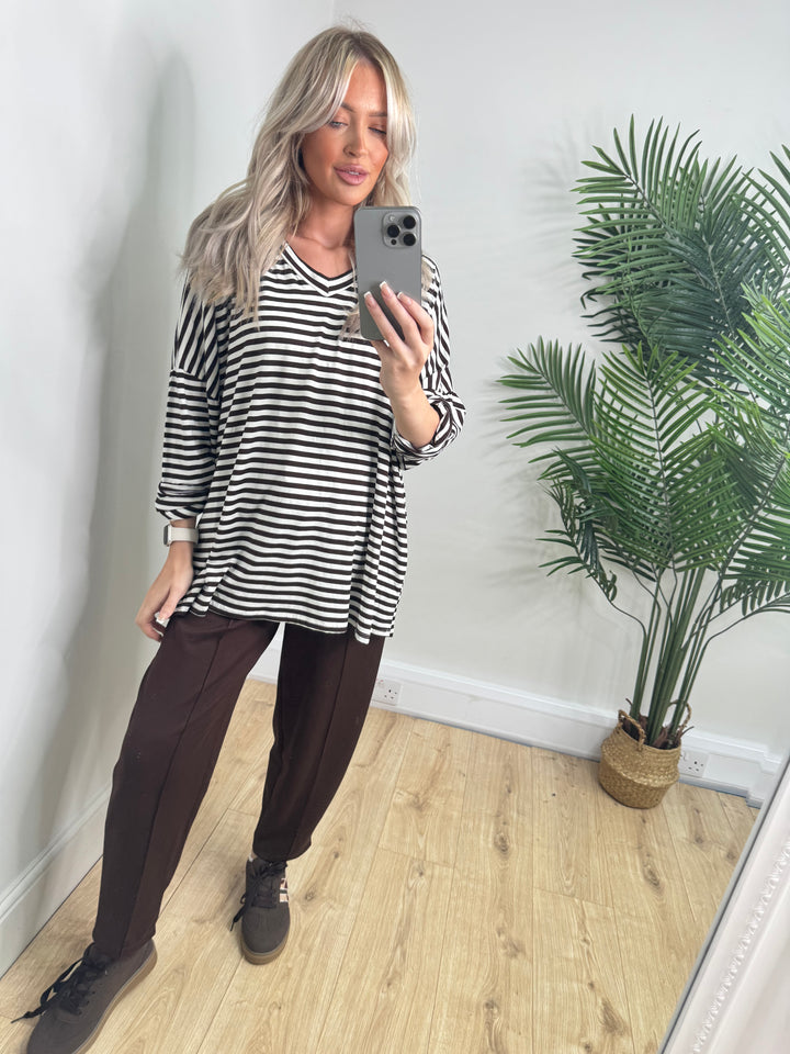 Florence Stripe Tee - Chocolate