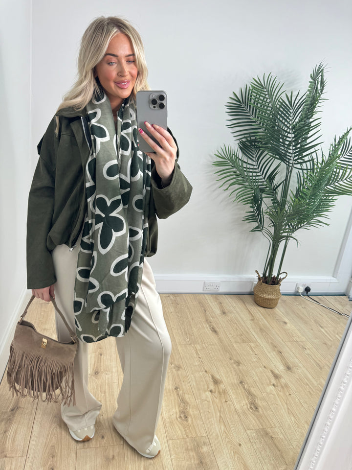 Flower Patch Scarf - Khaki