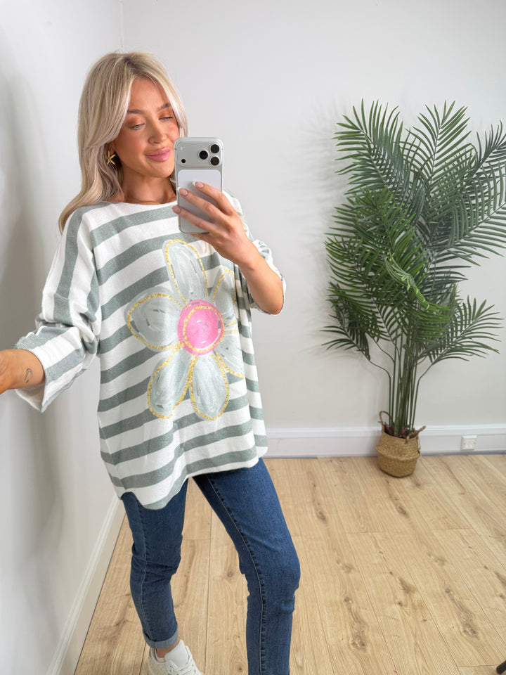 Summer Flower Knit - Khaki