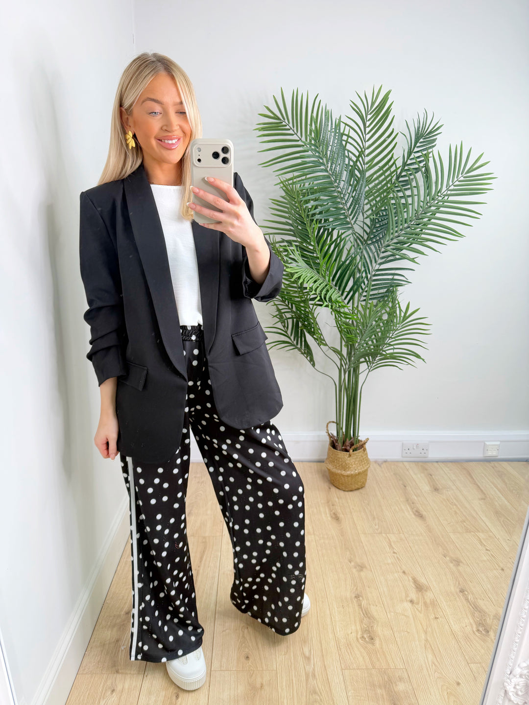 Mari Polka Dot Joggers - Black