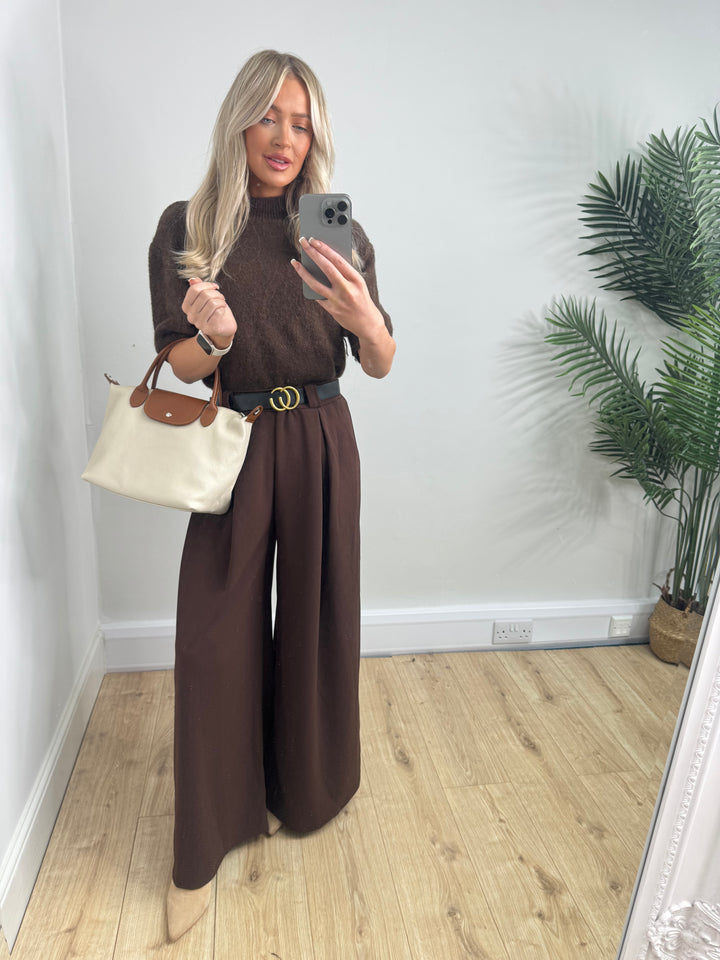 GG Belted Trousers - Chocolate