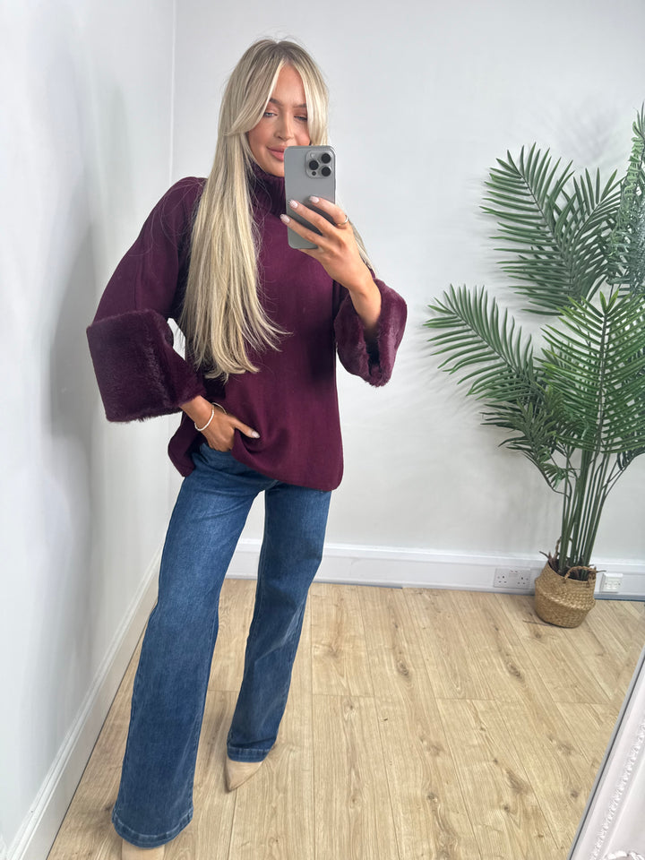 Amanda Fux Fur Cuff - Burgundy