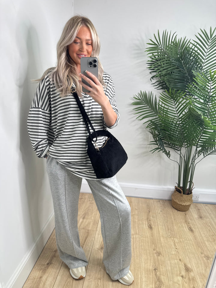 Florence Stripe Tee - Grey