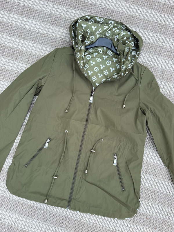 Reversible Inspired LV Rain Mac - Khaki