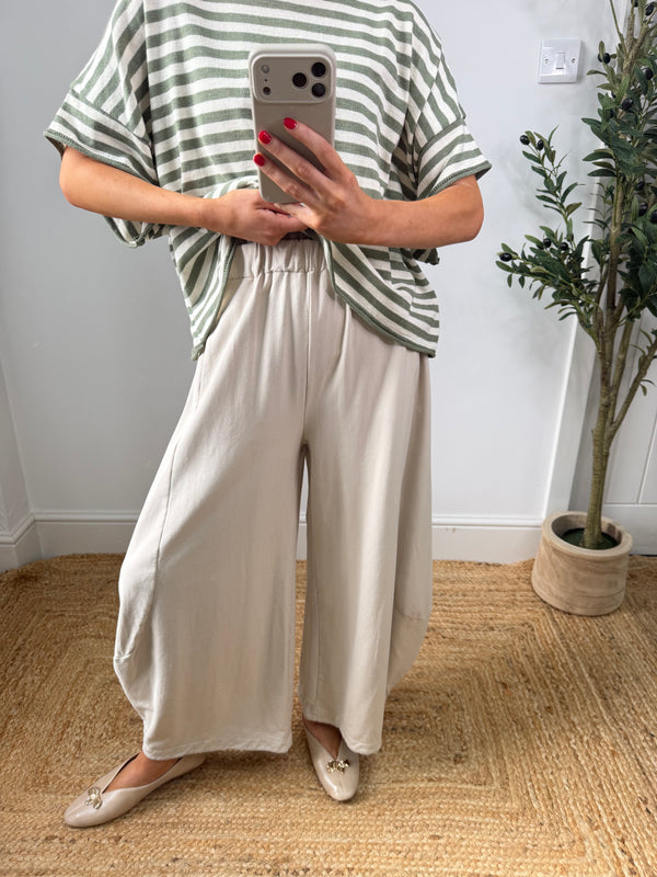 Casey Wideleg Barrel Joggers - Cream