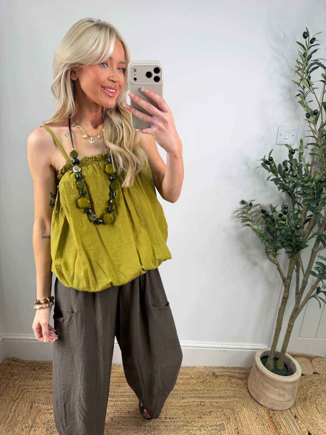 Cotton Bubble Top - Lime