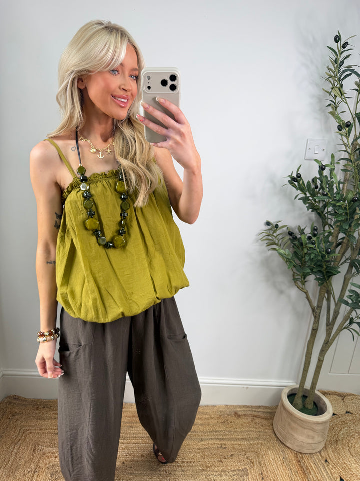 Cotton Bubble Top - Lime