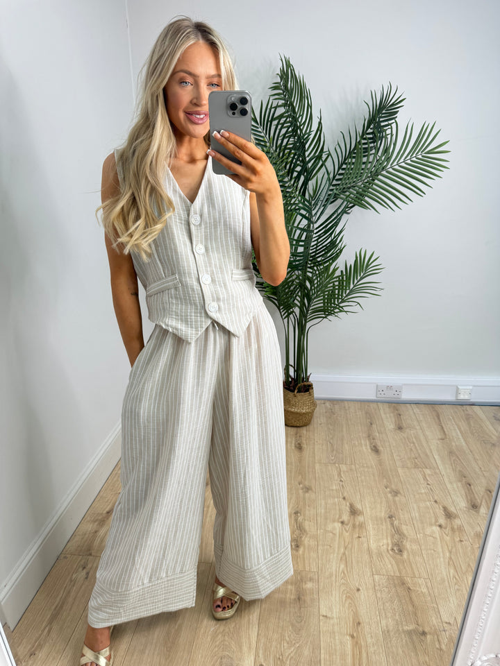 Olsen Stripe Trousers - Beige