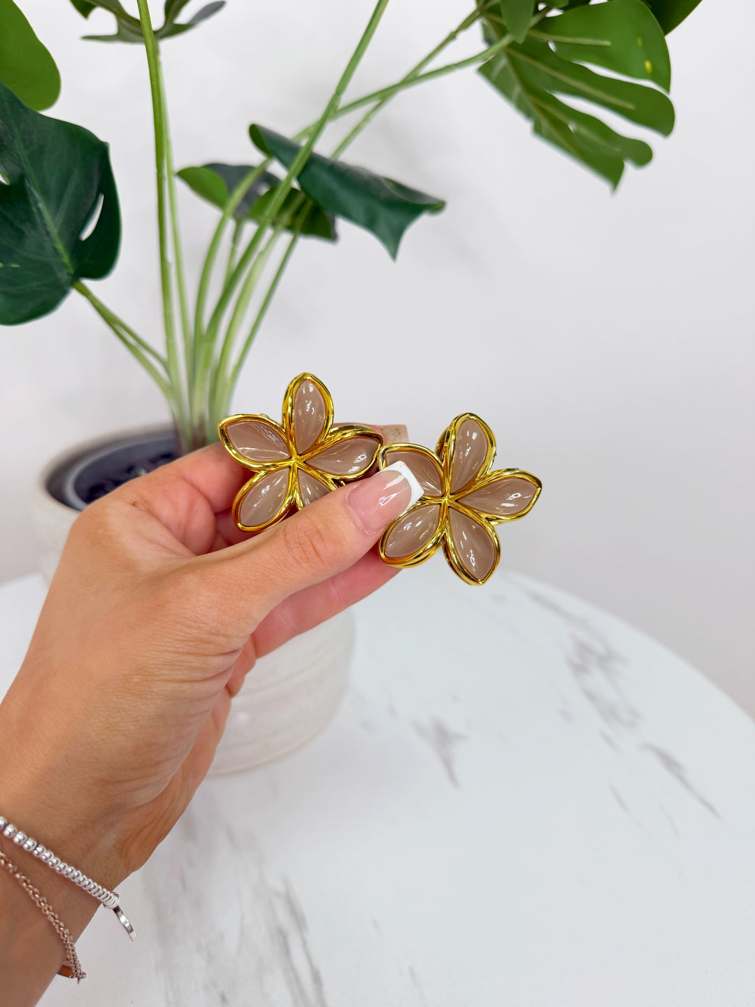 2 Piece Mini Flower Clip - Mocha