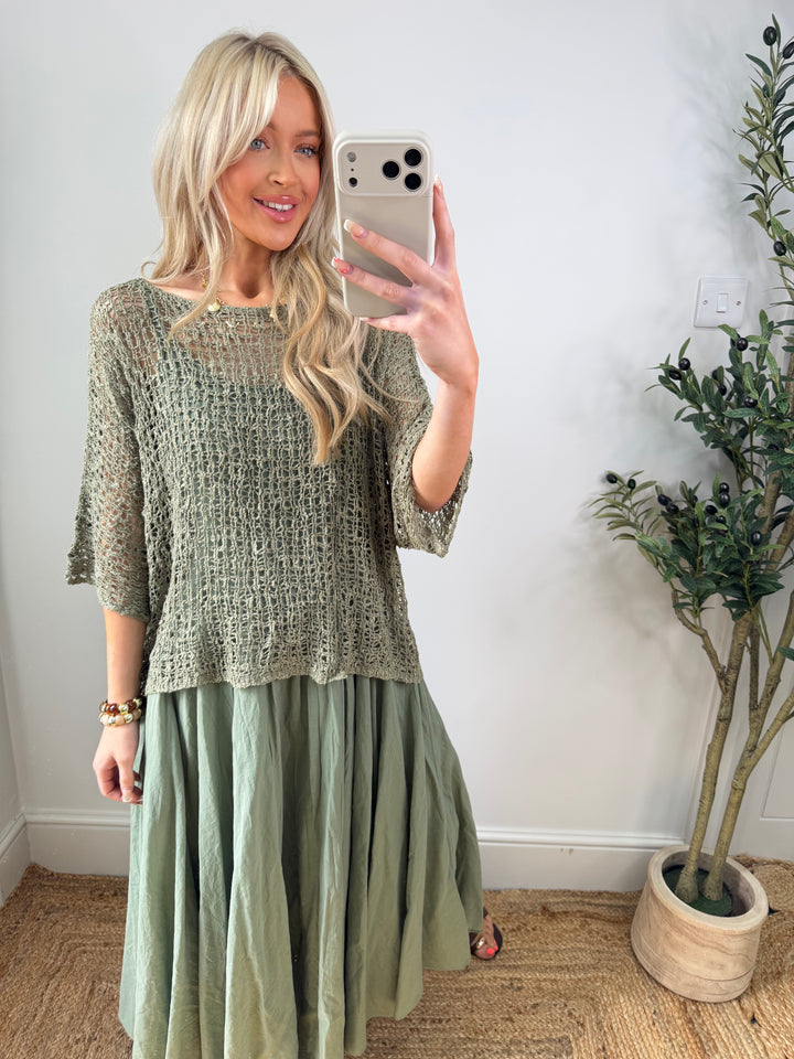 Poppy Popcorn Top - Pale Khaki