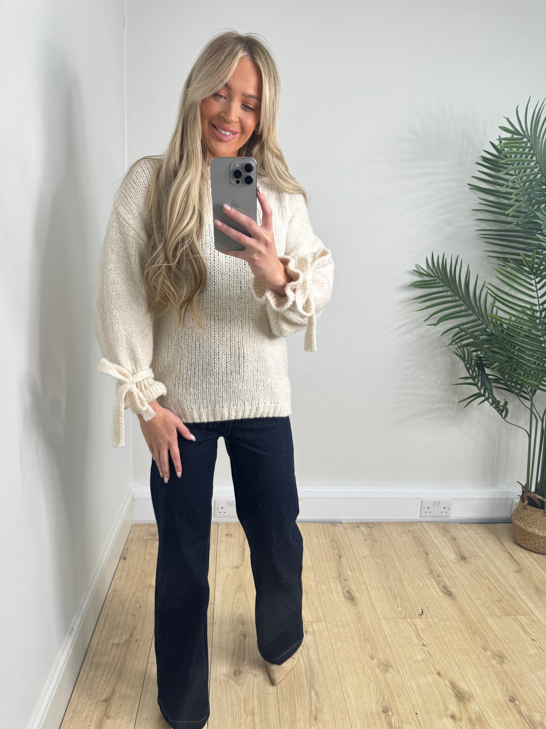 Bow Sleeve Knit - Cream