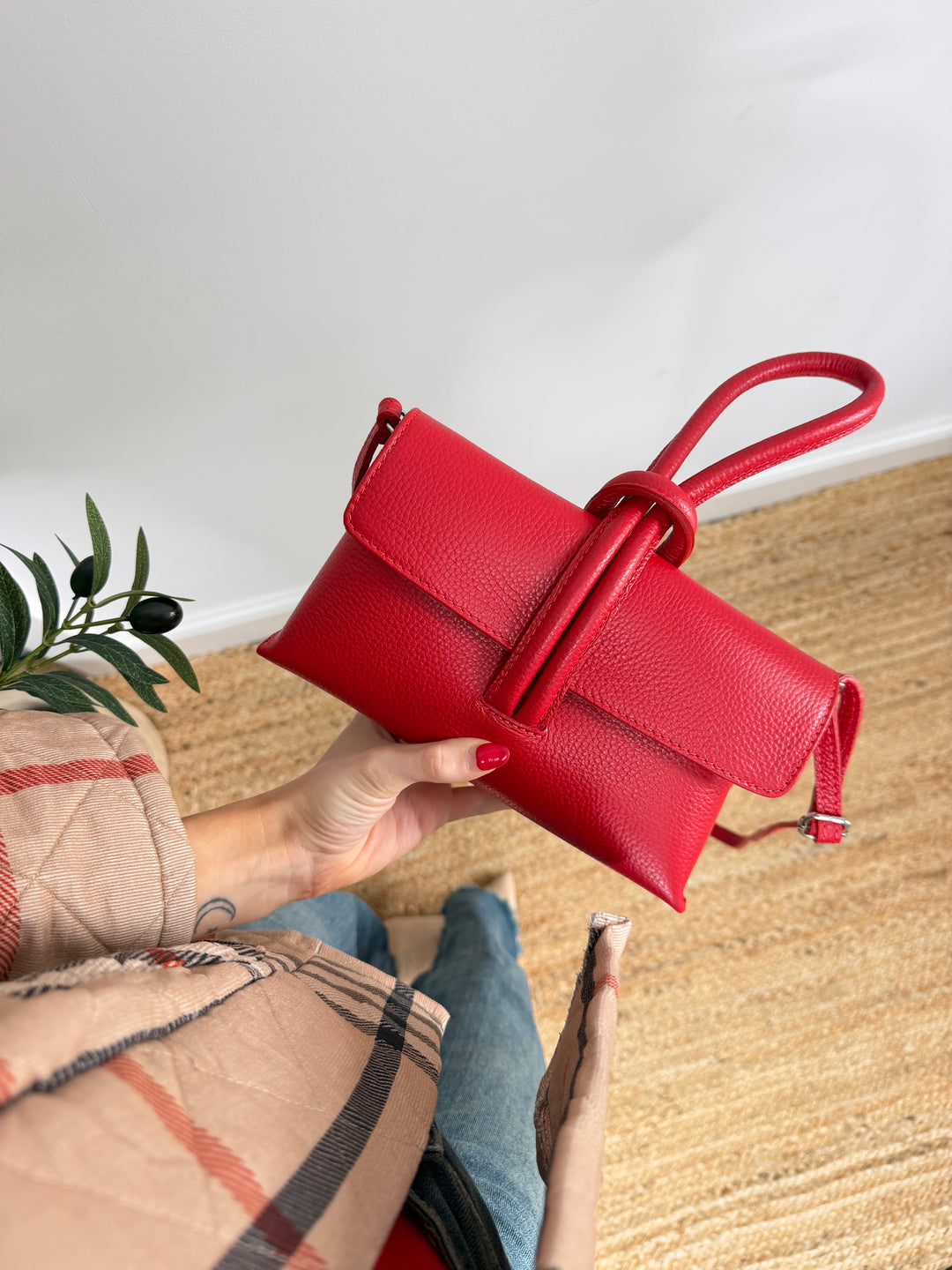 Loop Bag - Real Leather Red