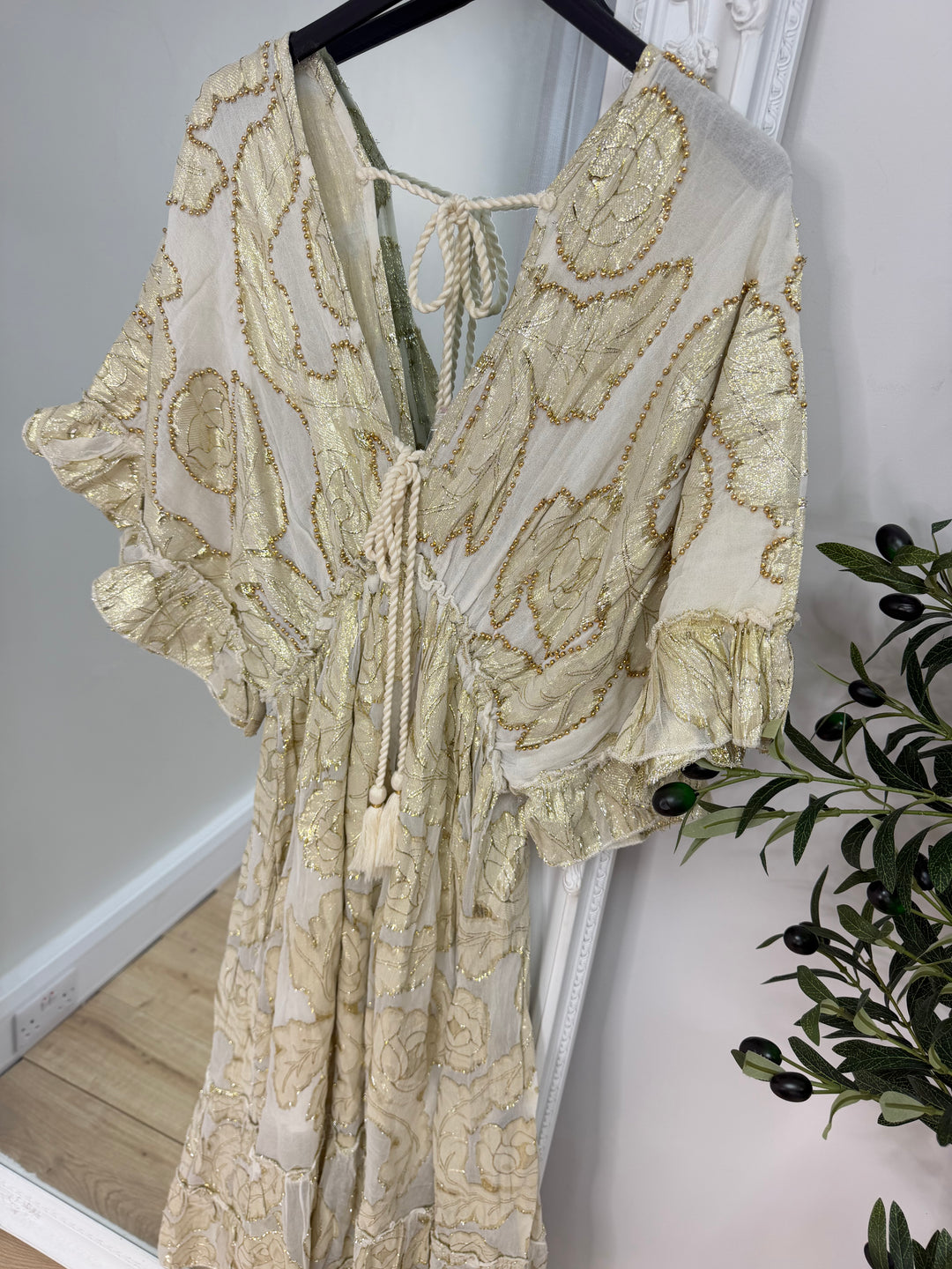 Boho Cream & Gold Maxi