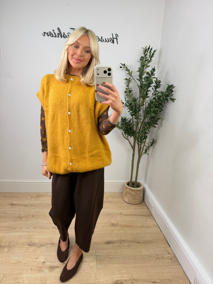 Longline Kassia Cardigan - Mustard