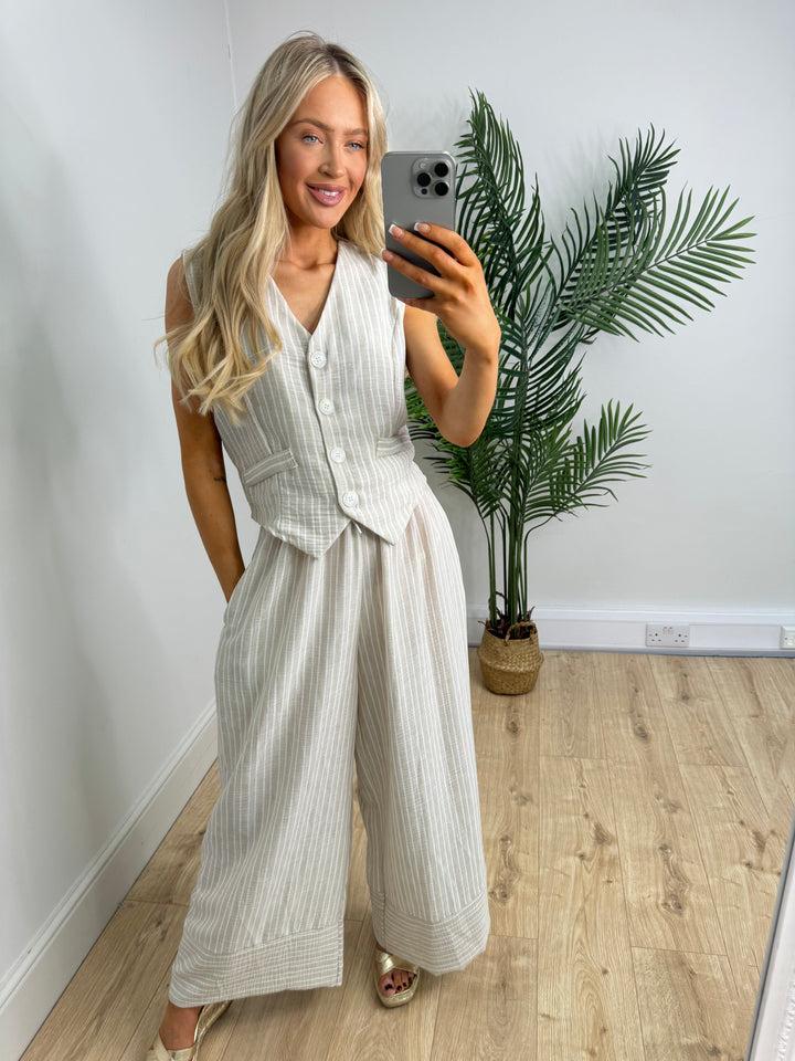 Olsen Stripe Trousers - Beige