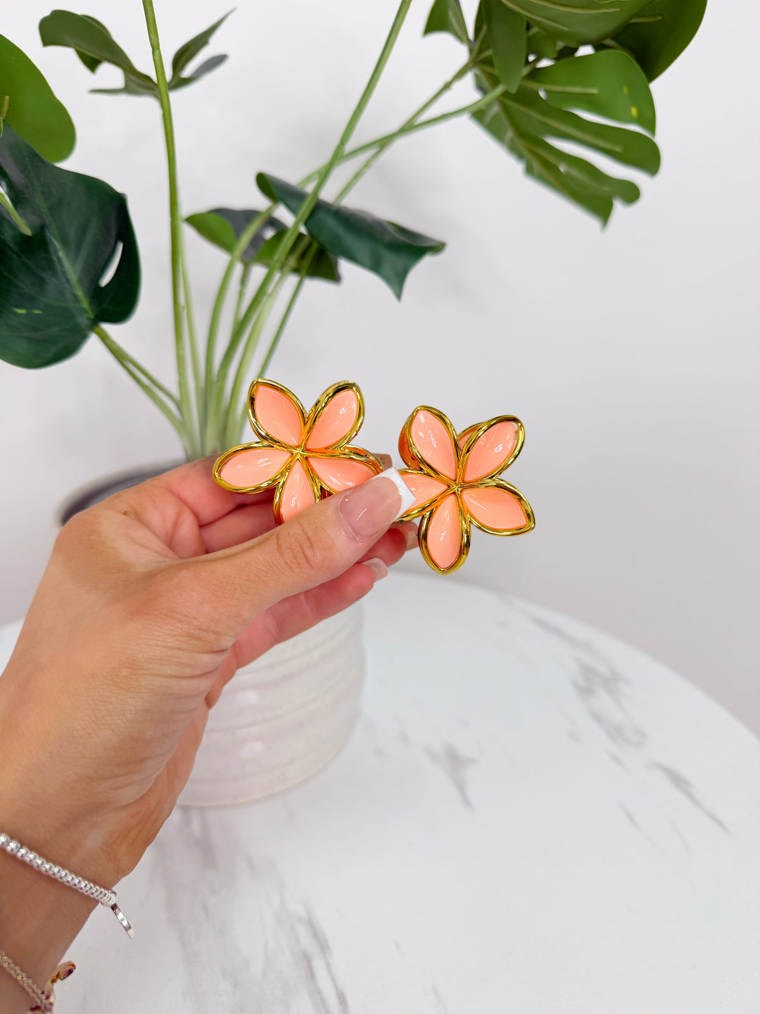 2 Piece Mini Flower Clip - Peach
