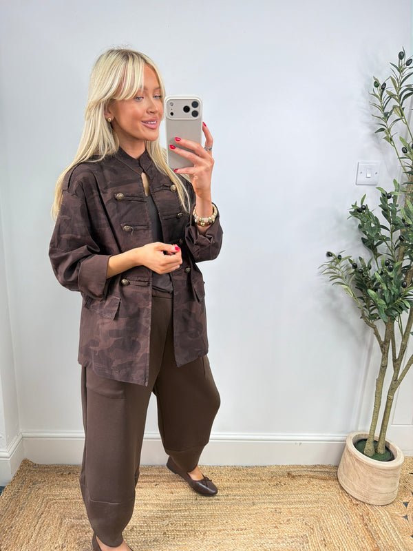 Maggie Military Magic Jacket - Chocolate
