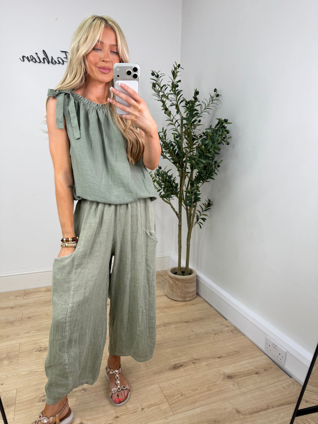 Bow Side Top - Khaki