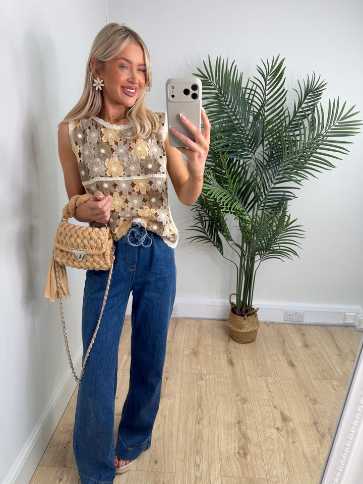 Flower Tank - Mocha & Camel