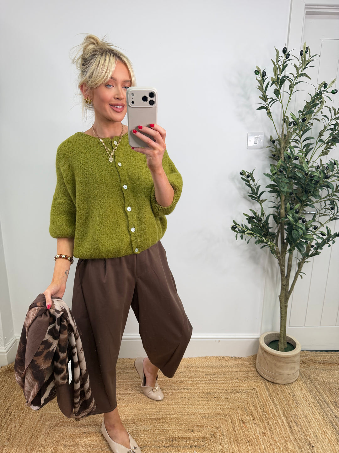 Kassia Cardigan - Lime Short Sleeve