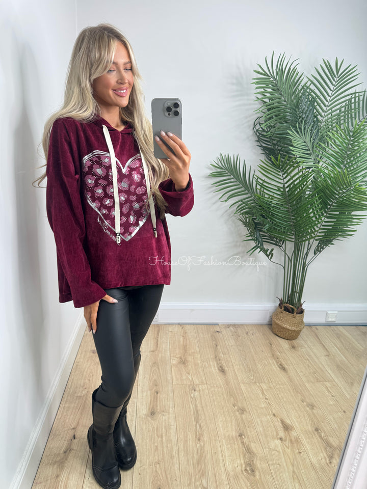 Heart Hoodie - Wine