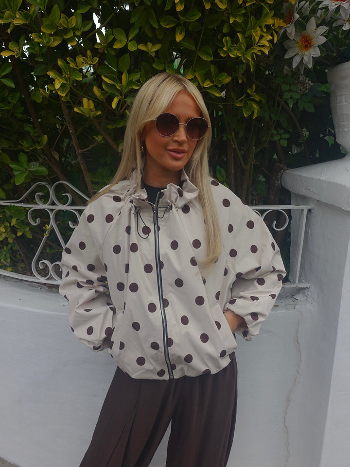 Polka Cavan Jacket - Cream & Choc