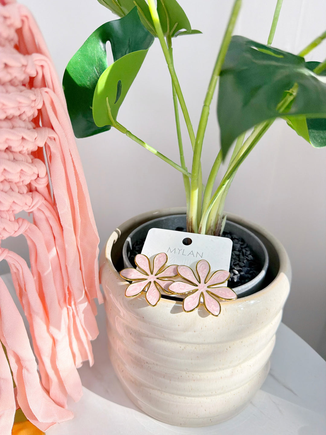 Flower Earrings - Pink