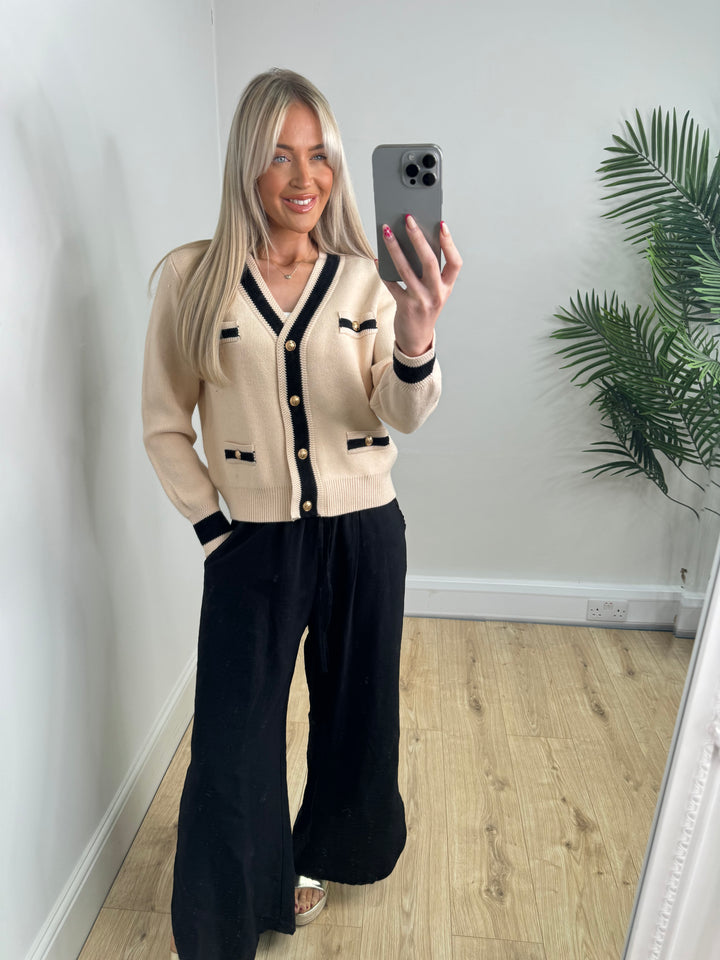 Gold Button Cardigan - Cream