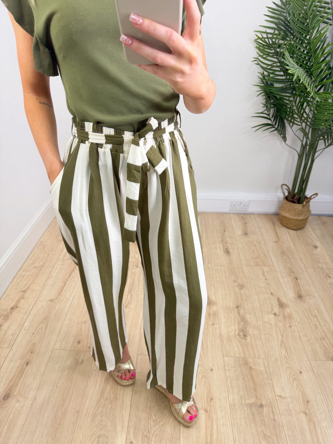 Miso Stripe Trousers - Khaki