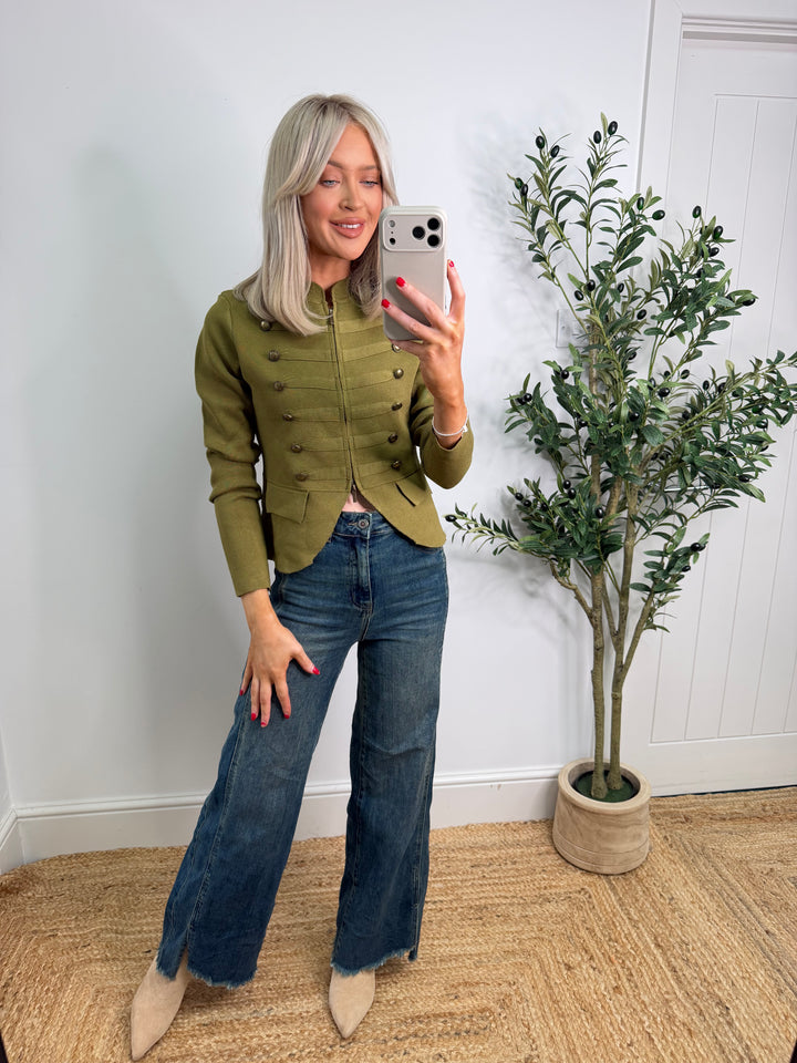 Kizzy Military Knit Top - Lime