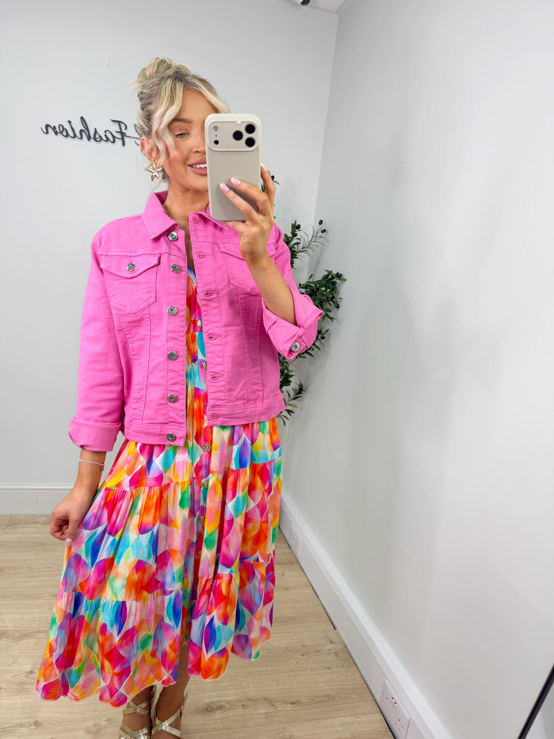 Stretch Denim Jacket - Pink
