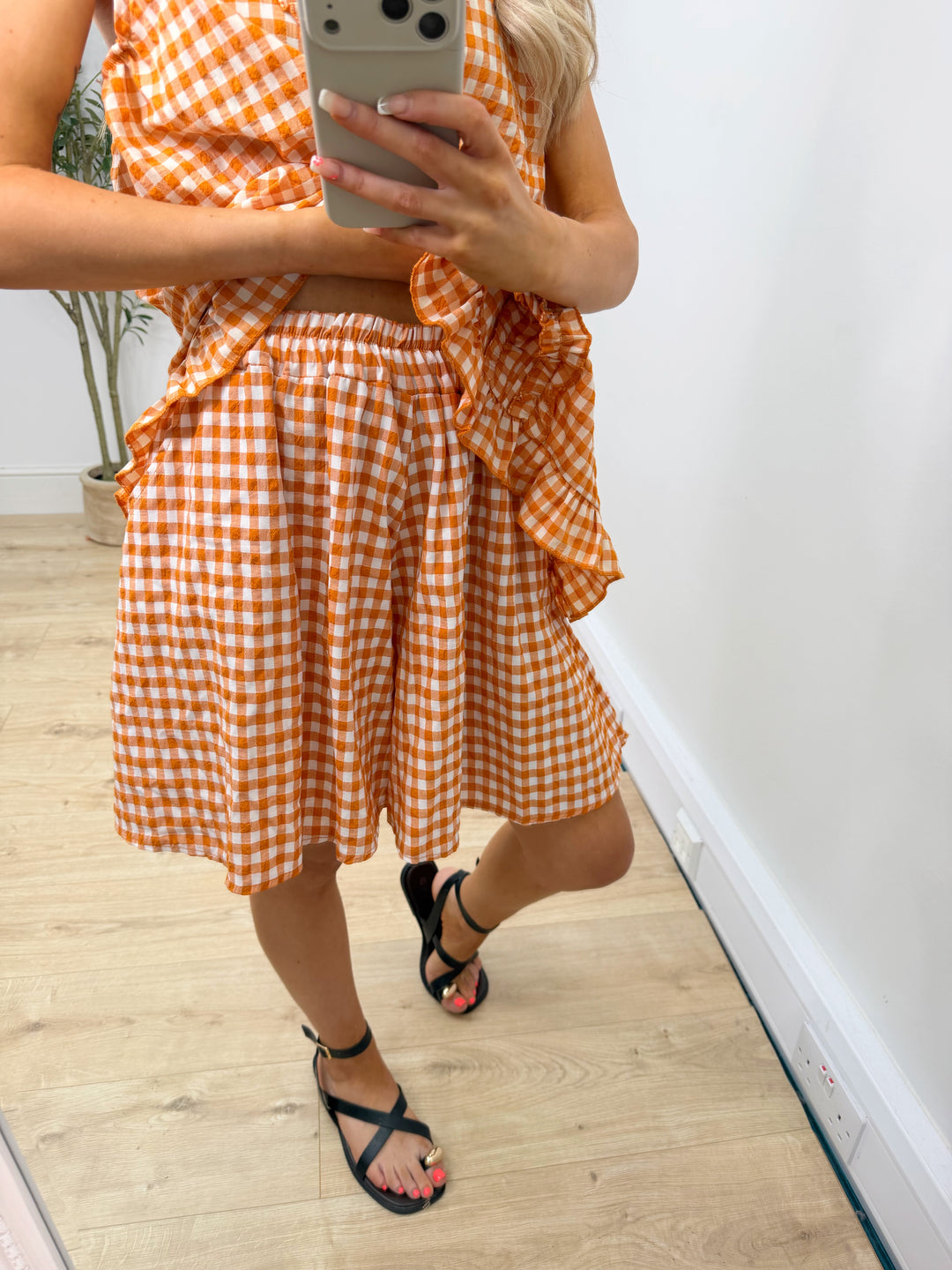 Morocco Gingham Shorts - Orange