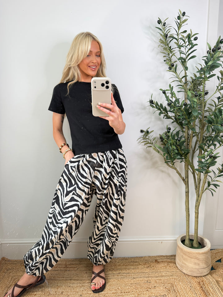 Zebra Balloon Trousers - Black
