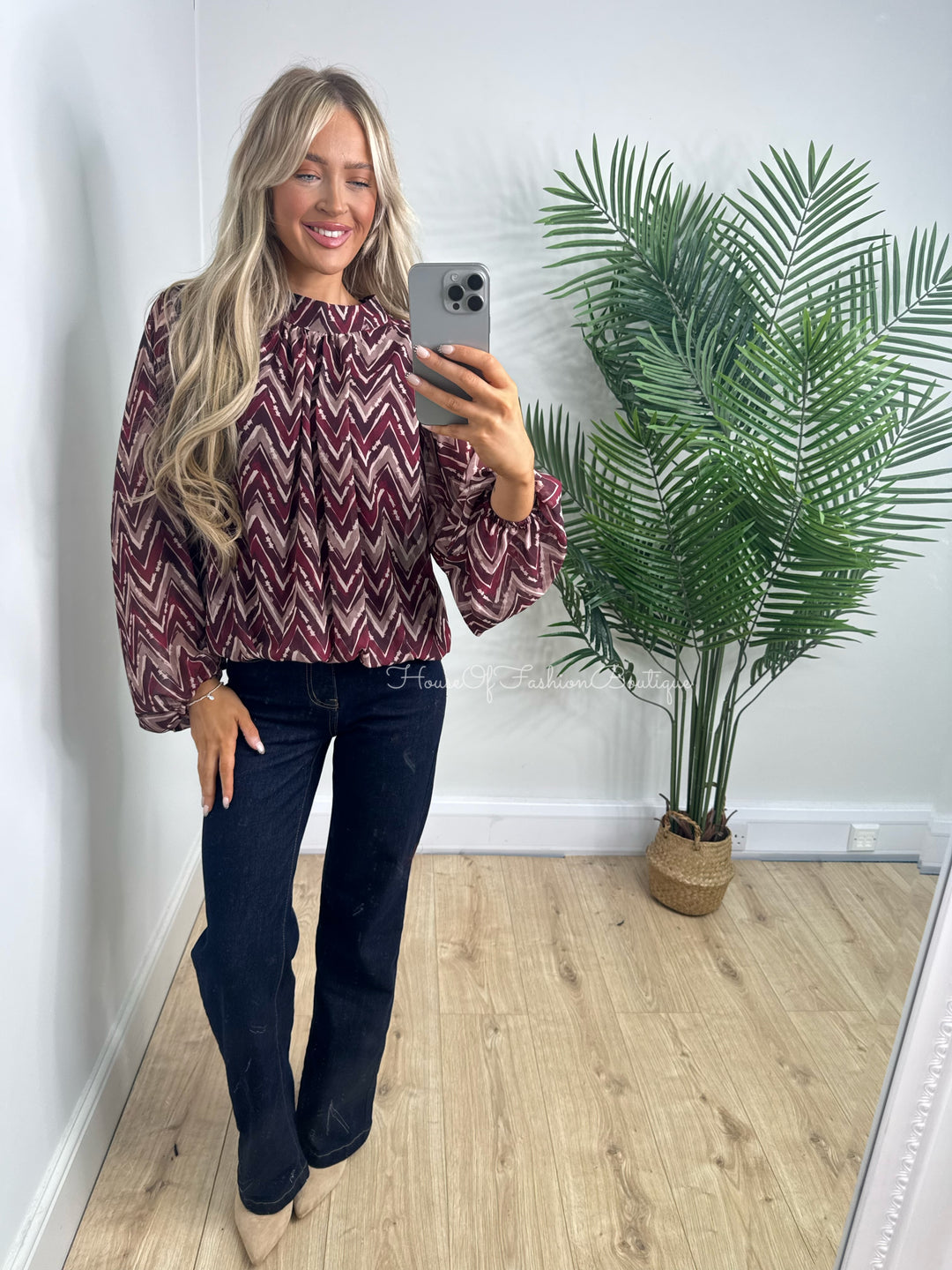 Lucie Bubble Hem Top - Burgundy