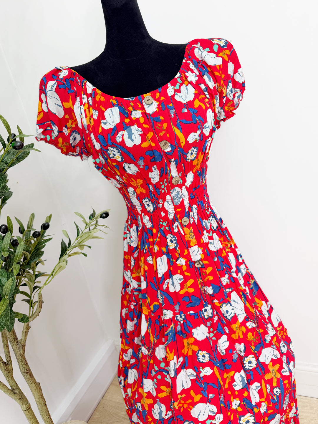 Printed Bardot Dress - Maxi