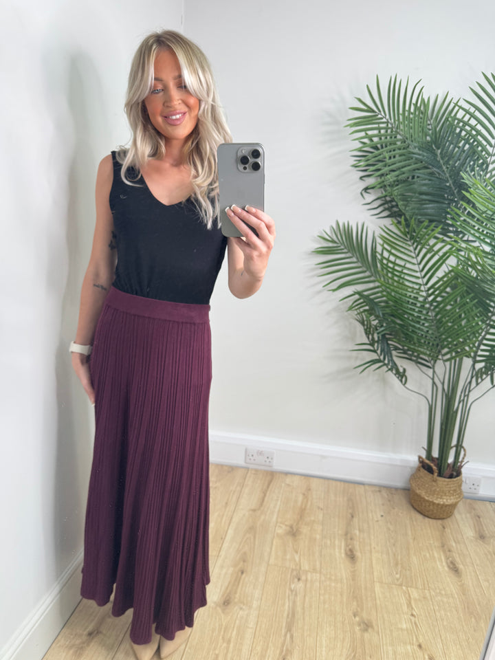 Nora Knitted Skirt - Burgundy