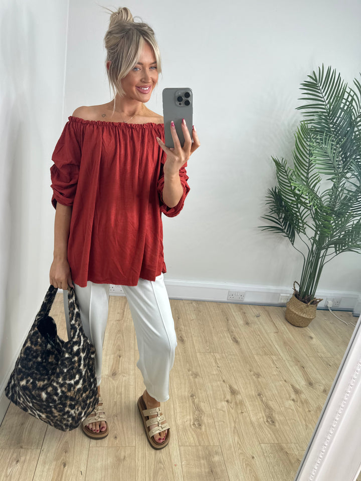 Elana Bardot Top - Rust