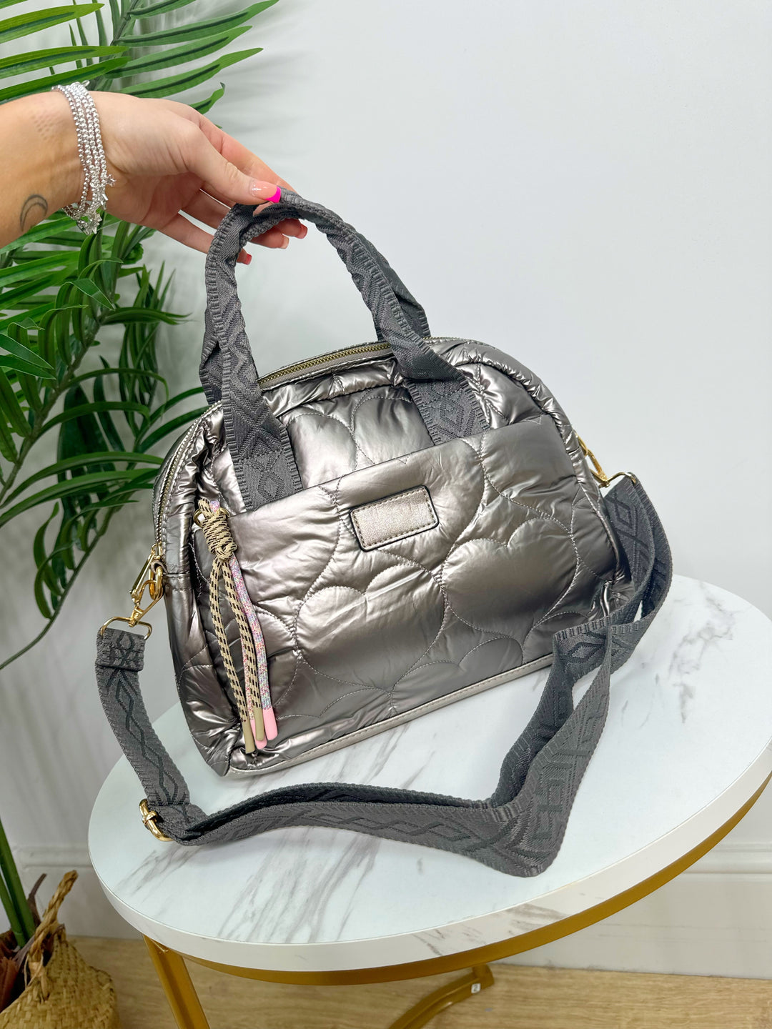 Nora Metallic Bag - Pewter