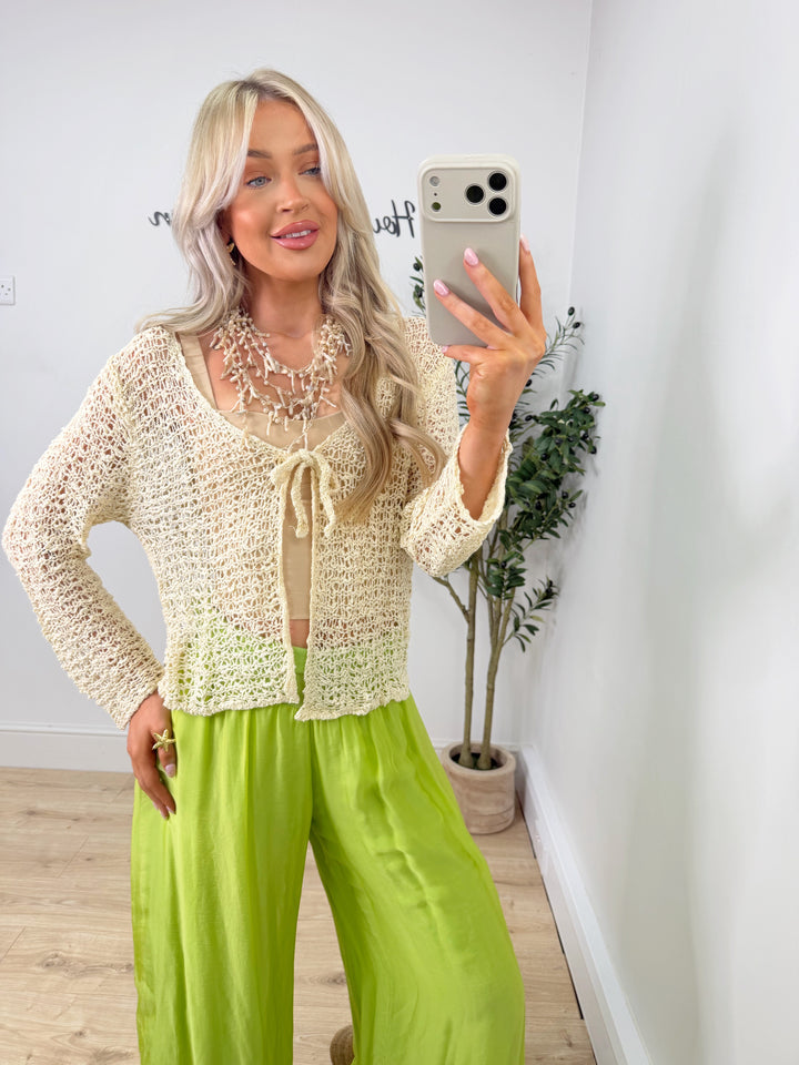 Popcorn Tie Cardigan - Cream