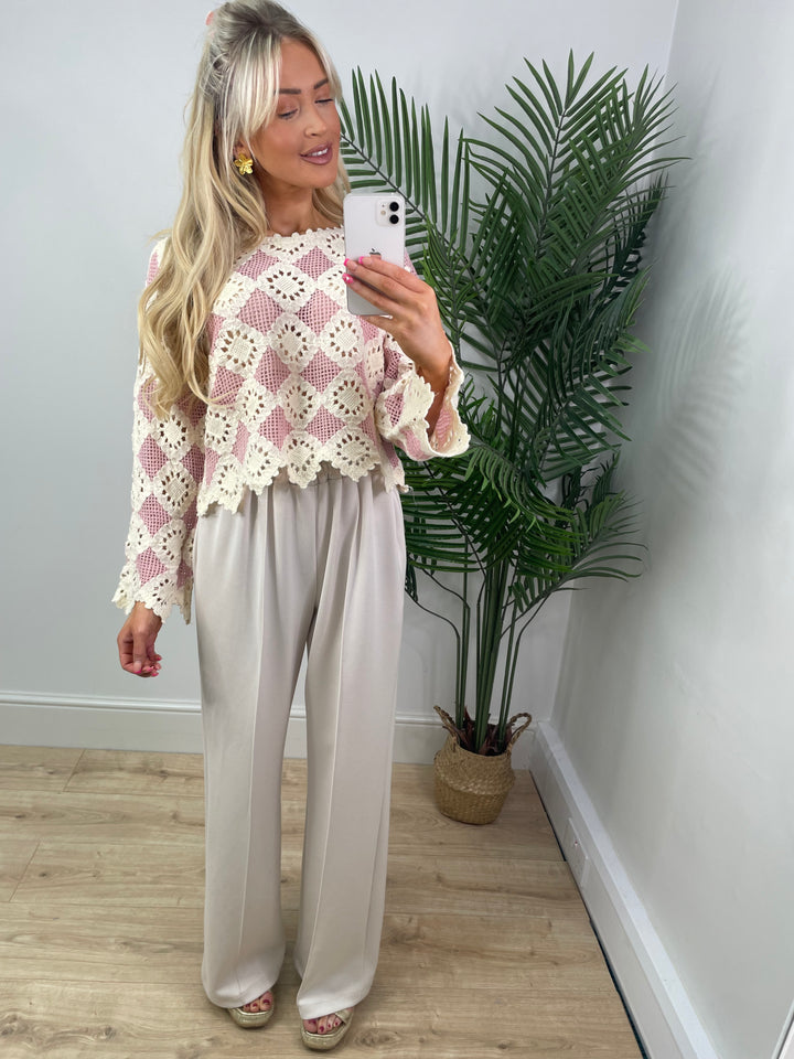 Kim Crochet Top - Baby Pink
