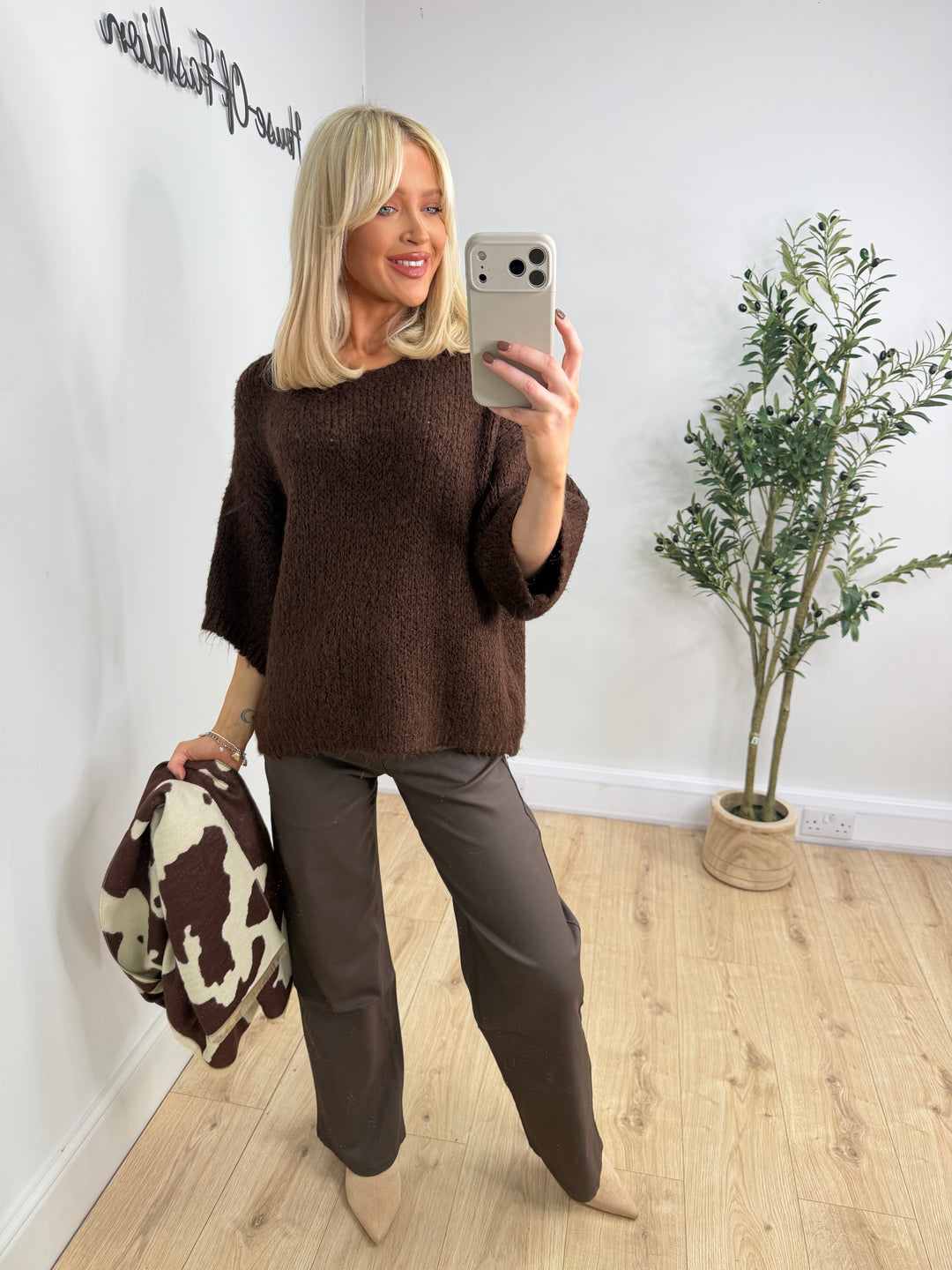 Coco Short Sleeve Knit - Chocolate